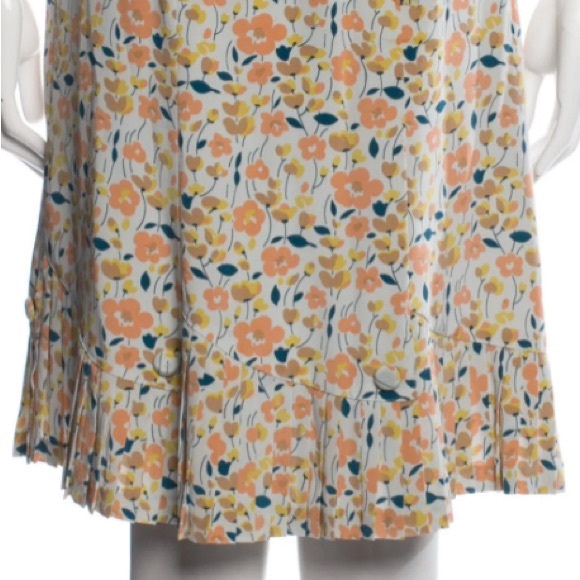 MARC JACOBS Silk Floral Print Pleated Skirt, Blue Yellow Orange, US 2 - Picture 3 of 16